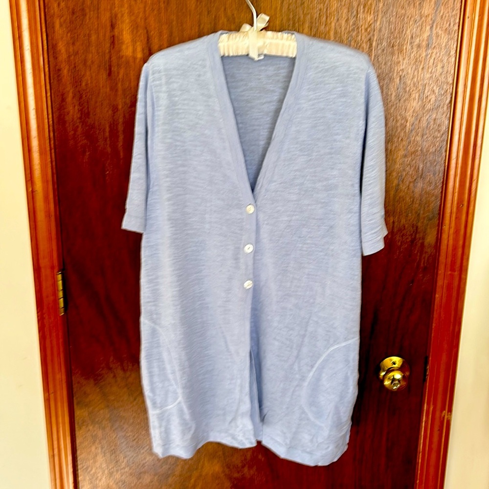 J.Jill Short sleeve cardigan, light blue, size 2X
